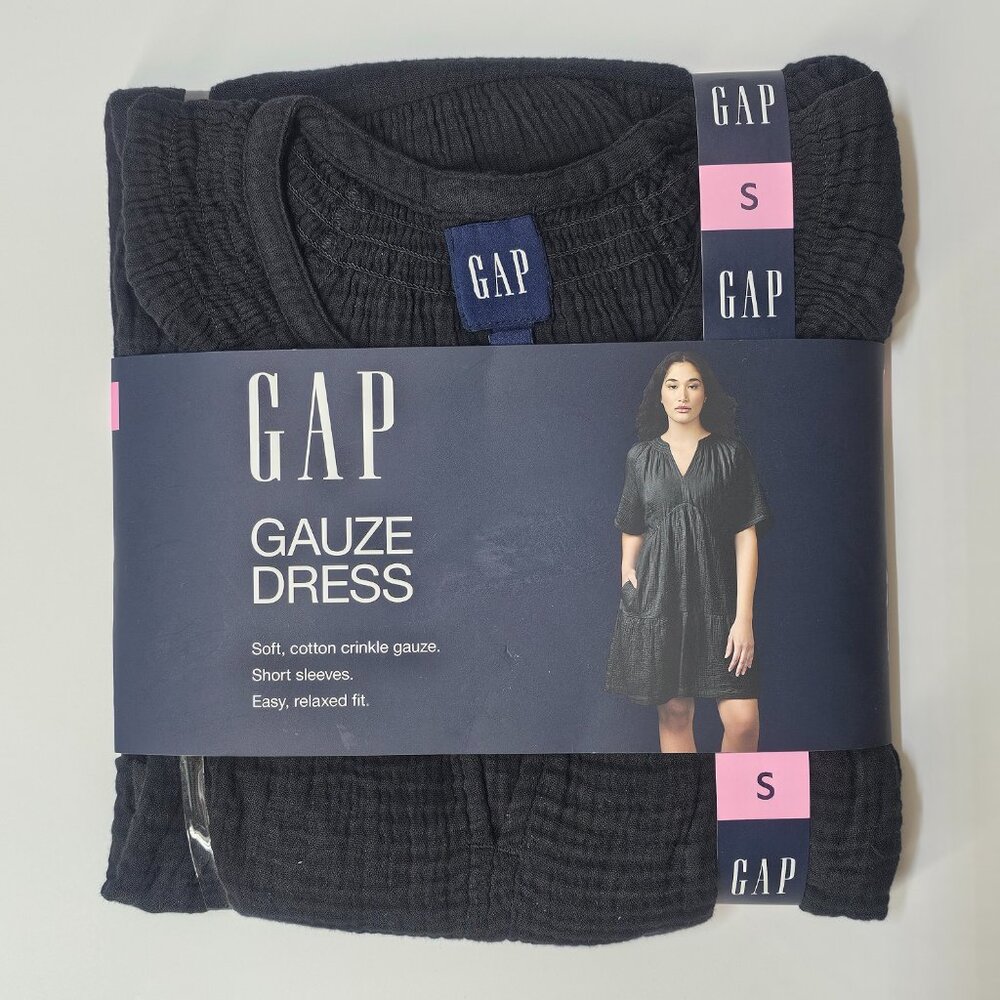 Gap Women's Cotton Crinkle Gauze Dress Relaxed Fit Short Sleeve - Picture 2 of 10